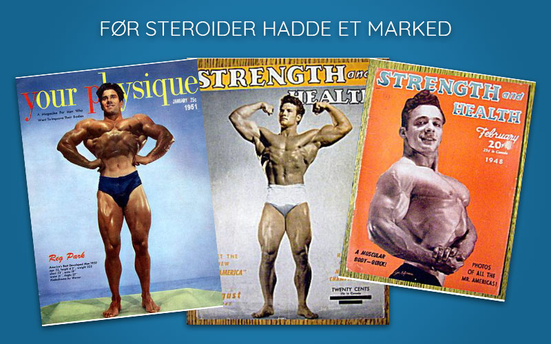 Bilder av mannlige kroppsbyggere før steroider hadde et marked